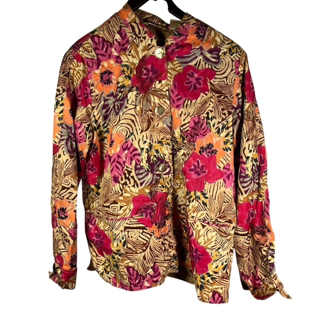 Vintage 90's Laura Ashley Floral Jacket Silk Cotton Button‎ Down Womens Medium